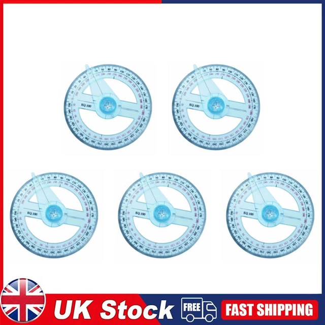 All Circular 10cm 360 Degree Pointer Protractor Ruler Angle Finder Random