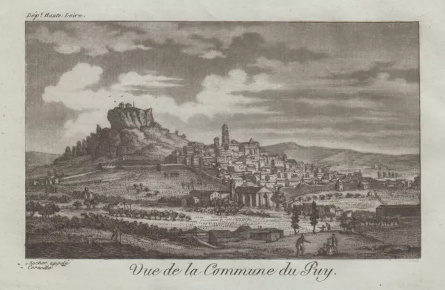 Le Puy-En-Velay Dptm. Haute Loire Gesamtansicht Original Aquatinta Breton 1800