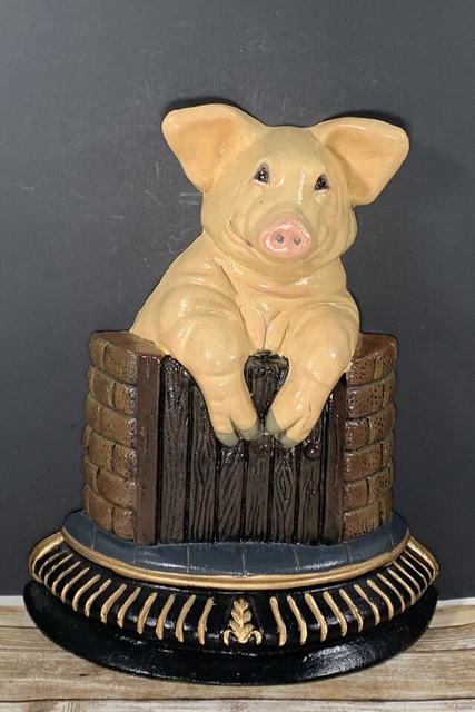 Pig Door Stop Cast Iron Farmhouse Country Fence Home Decor Upper Deck 12"x 9.75"