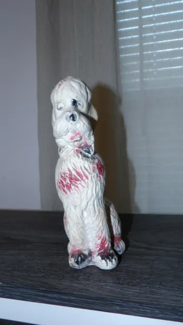 Vintage Chalkware Poodle Dog CARNIVAL PRIZE Figurine