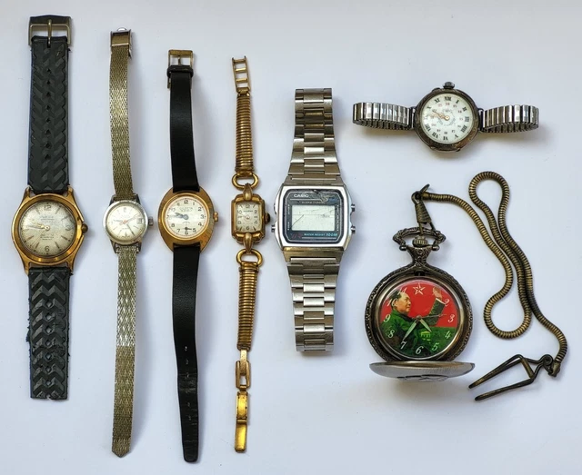 Lot De 3 Montres Bracelet Vintage Années 80, à Restaurer Ou Pour Pièces, Occasion