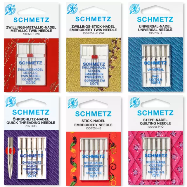 Schmetz Sewing Machine Needles - Leather, Jeans, Embroidery, Universal, Stretch