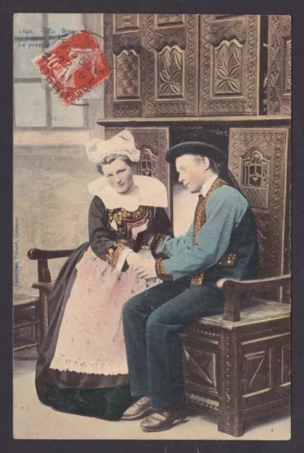 Postcard, National costume, France, Brittany, The couple