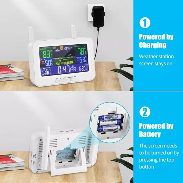 Stazione Meteorologica Digitale Senza Fili Con Sensore Esterno, Termometro Inter 3