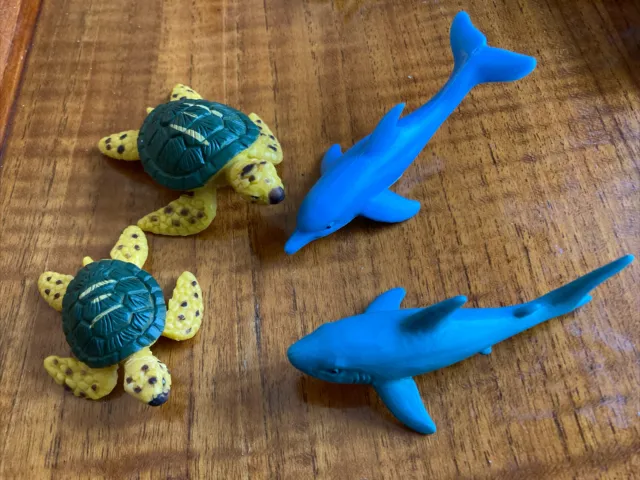 Lot Of 4 K&M International Toy 2 Sea Turtles, Shark, Dolphin