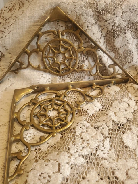 Vintage Brass -Shelf Bracket- Ornate Design Antique