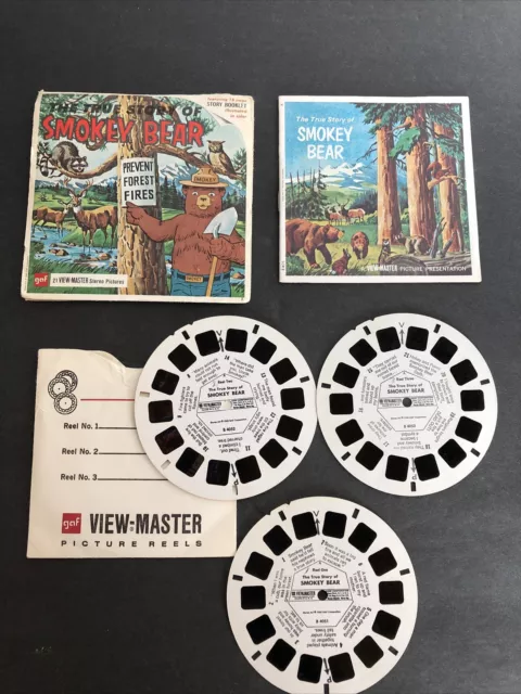 Vintage 1969 Gaf View-master Viewmaster 3 Reel B-405 Smokey Bear W/ Booklet