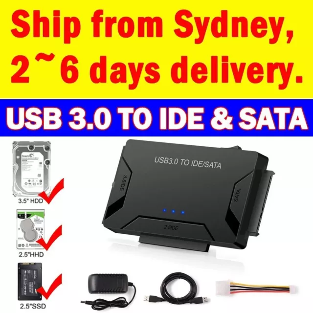 EYOOLD USB 3.0 to IDE SATA Adapter, External Hard Drive Reader Recovery  Converter Compatible 2.5 3.5 SSD HDD 