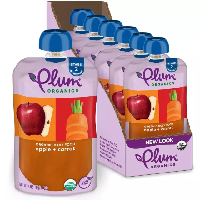 Stage 2 Organic Baby Food - Apple and Carrot - 4 Oz Pouch (Pack of 6) - Organic