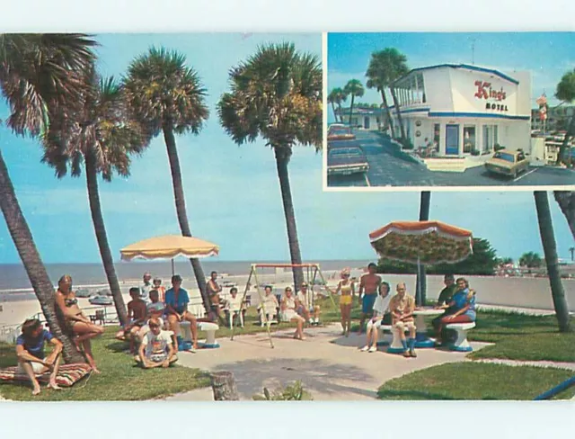 Unused Pre-1980 OLD CARS & KING'S BEACH MOTEL Daytona Beach Florida FL u0634@