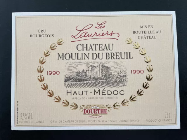 étiquette de Château Moulin Du Breuil 1990 - Cru Bourgeois