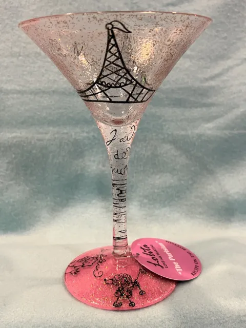 New Lolita Love My Martini “The Parisian" Martini Glass Hand-Painted 10 oz Pink