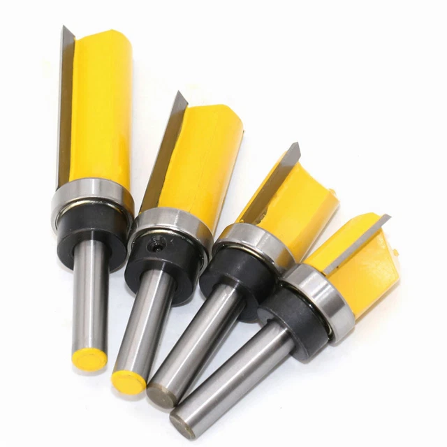 4 piezas eje Flush Trim Bit recorte fresadora ranura talla fresado carpintería
