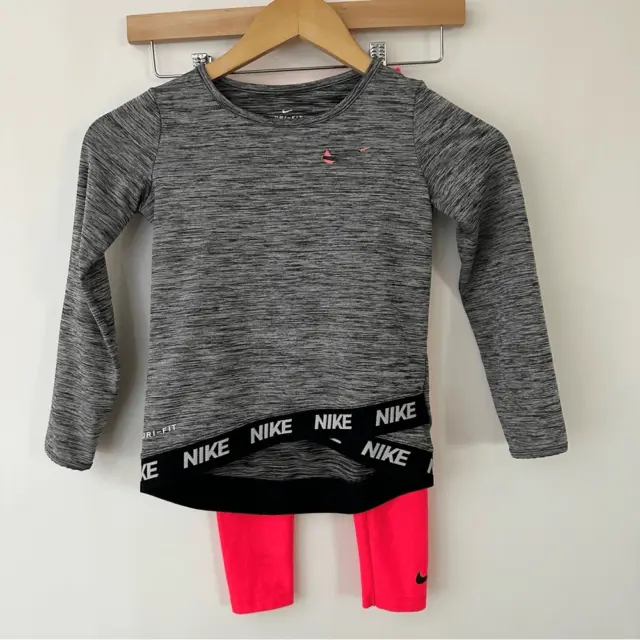 Nike Dri Fit Moisture-Wicking Gray Pink Comfortable Pants Set Sz 6 #D0910