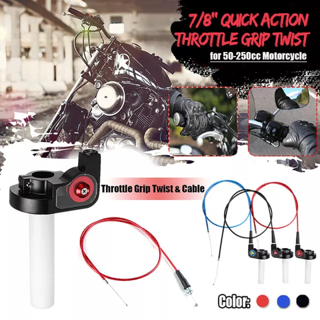 Empuñadura de acelerador de acción rápida de 7/8"" 22 mm giro con cable para 50-250cc NewA-DB