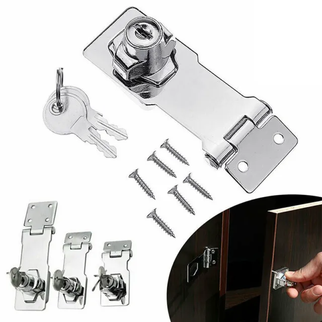 Locking Hasp and Staple with Keys Padlock 2.5/3/4 Inch Cupboard Shed Garage Lock