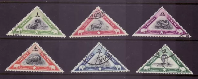 Liberia # 271-76 Complete 1937 Set Fauna Triangle