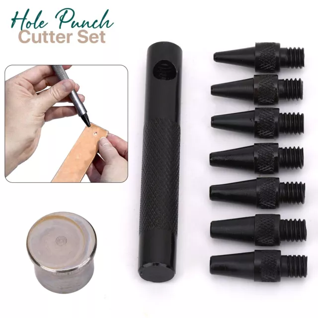 Hohl Loch Schneiden Stanze Werkzeug Kit Für DIY Stoffe Leder Handarbeiten 7-in-1