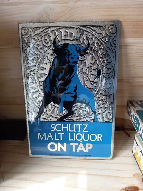 VINTAGE 1973 SCHLITZ  Stout MALT LIQUOR MIRROR/GLASS 9”x12”