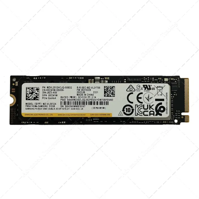 Disco Duro Samsung MZ-VL2512A 512GB NVMe SSD PCIe Gen4 x4 Dell P/N:00CN1W 3