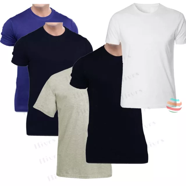 Mens t shirt 2, 3 & 5 pack Multi Pack Plain Basic Cotton Casual T-Shirt Top