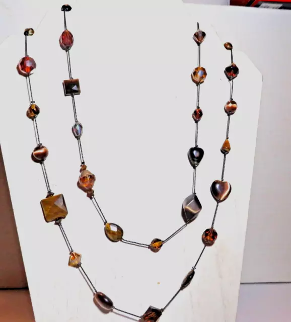 Dabby Reid Annie's Illusion 45" Long Necklace - Browns Semi-gemstones. Crystals