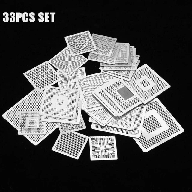 33 pz. stencil BGA Reballing rielaborazione acciaio modello testa a rete 5 strati