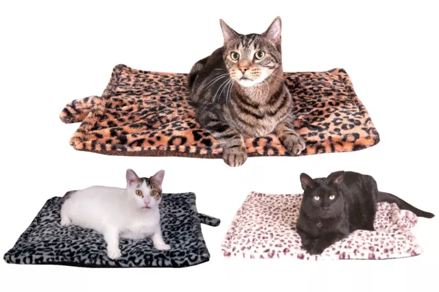 Thermal Cat Pet Dog Warming Bed Mat - BEIGE, BLUE, White or GREY Medium & Large