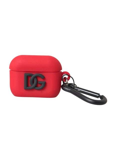 Dolce & Gabbana Black Mint Rubber Logo Embossed Accessory Airpods Case