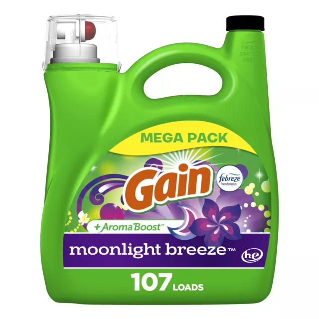 Gain + Aroma Boost Liquid Laundry Detergent, Moonlight Breeze Scent, 154 fl oz