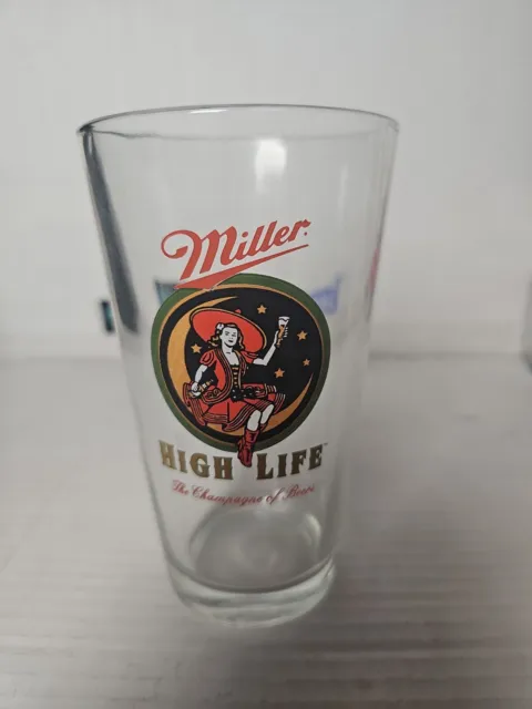Miller HighLife Glass Cup Half Moon Girl