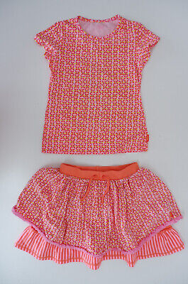 Oilily Bambina Outfit Set Età 8 Anni T Shirt Top Gonna Stampato Rosa