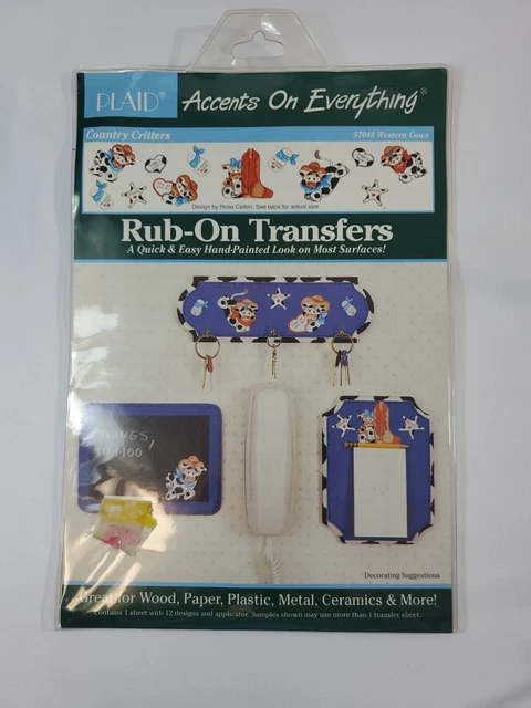 Critters de país"" a cuadros frotar transferencias ""Country Critters 57048 vacas occidentales. Nuevo en paquete