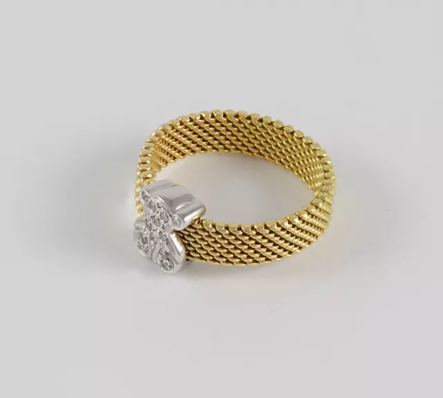 Anillo Tous Icon Mesh en oro amarillo y oro blanco de 18k con diamantes 3