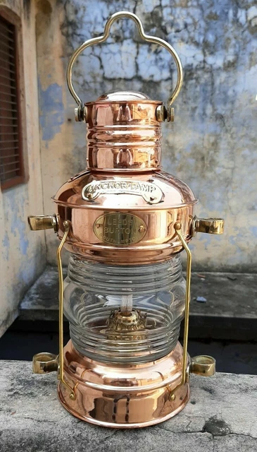 14 " Messing & Kupfer Anker Öl Lampe Antik Maritim Schiff Laterne Boot Licht