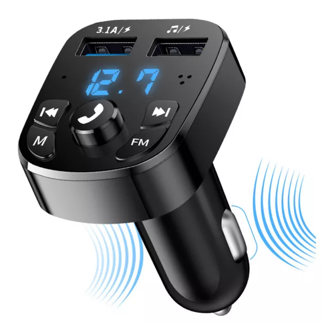 Voiture sans Fil Bluetooth Transmetteur Fm MP3 Lecteur USB 2 Rapide Chargeur
