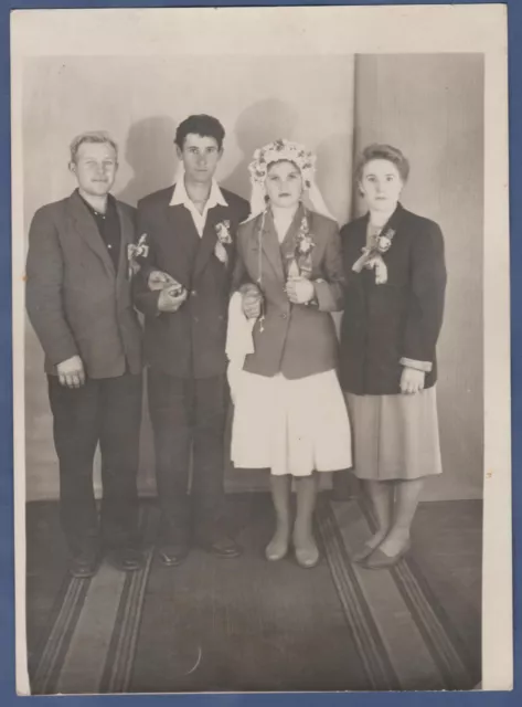 Beautiful Guys and Girls at an Old Wedding Soviet Vintage Photo USSR