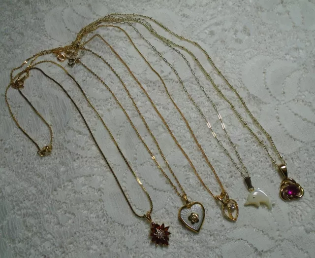 Assorted Multi-Color Pendant Gold Tone Chain Necklace Lot Locket Dolphin