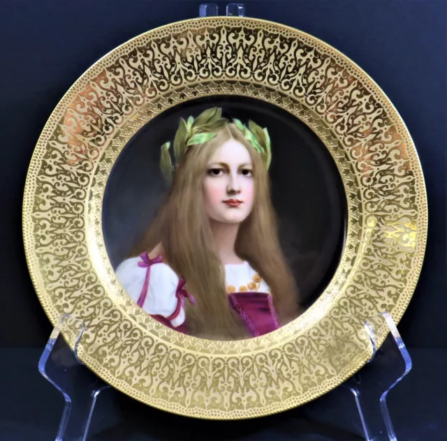 The Best Rare & Stunning 19C Royal Vienna Portrait Plate 18K Gold Signed Wagner