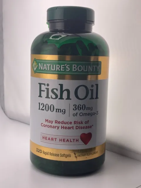 Nature's Bounty Fish Oil, Dietary Supplement, Omega 3, 320 Count (Pack of 1)