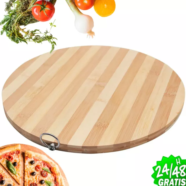 Tabla de Madera Pizza Plato Cocina Verduras 25cm Muy Duro Resistente Placa