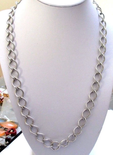 Collier Vintage Or - Maillons Fins Gravés - Longue Chaîne Légère - Occasion Très Bon état