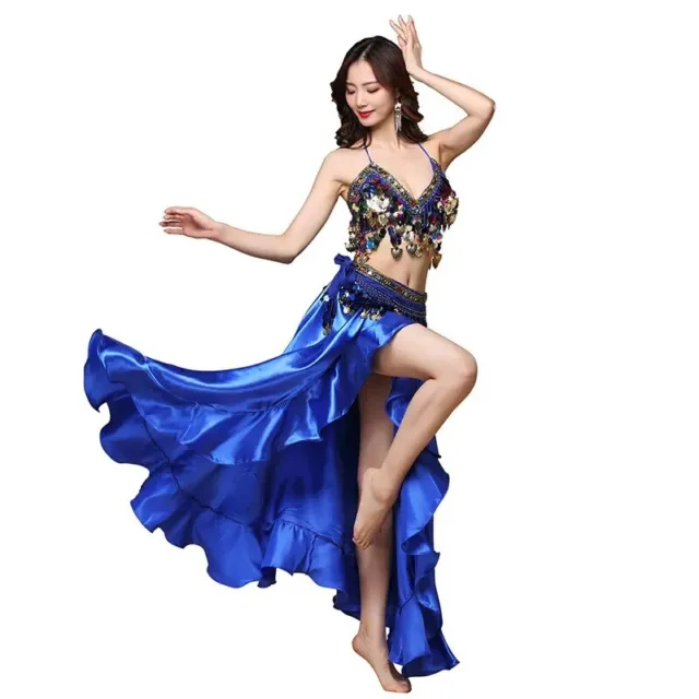 ORIENTAL DANCE COSTUME Belly Dance Costume with Push Up Bra 3 Pcs Bra Belt  Skirt $233.05 - PicClick
