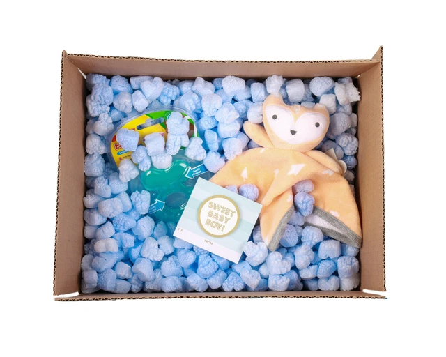 Funpak Packing Peanuts Blue Heart Shape 1.5 Cu Ft Bag Compostable Biodegradable