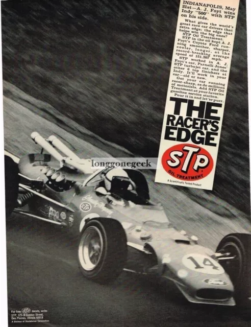 1967 STP Oil Treatment A J Foyt Wins Indy 500 Vintage Ad