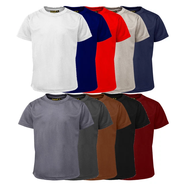 Girls Boys Plain Tee(T-SHIRT)shirts Kids Crew Neck School Uniform PE Top Vest