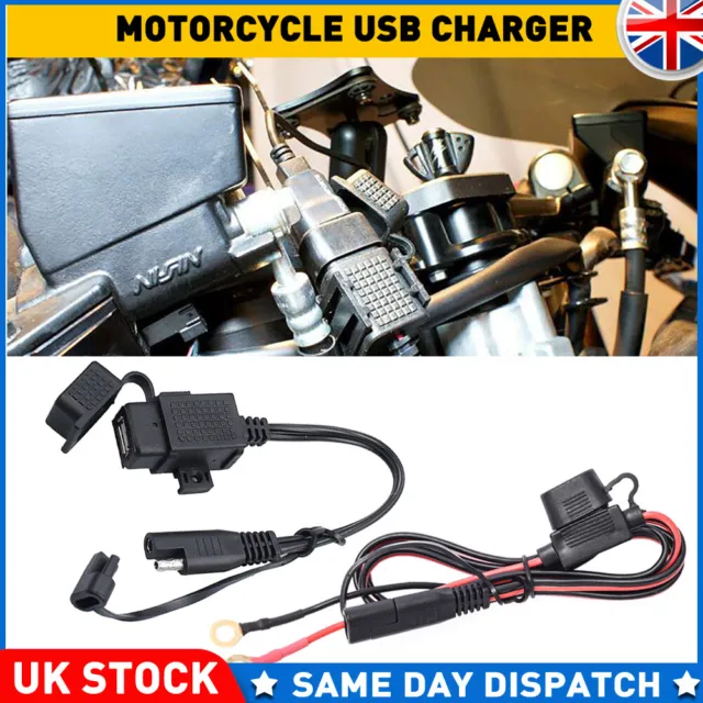 Waterproof Motorcycle SAE to USB Charger Cable Adapter for Cellphone Tablet GPS