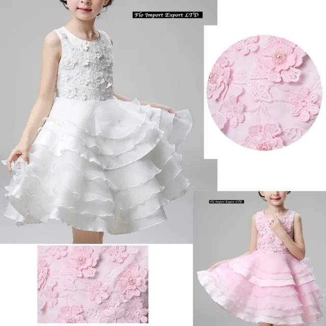 Vestito Bambina Abito Cerimonia Fiori Elegante Girl Party Princess Dress CDR060