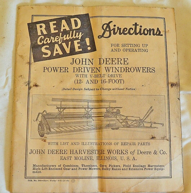 John Deere Power Driven Windrowers Operating Manual