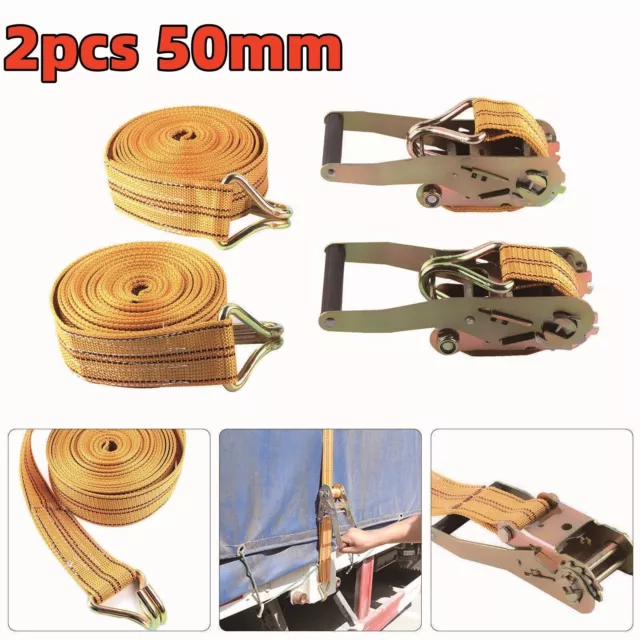 RATCHET STRAPS TIE Down 2 x 50mm 6 Meter 2 tons Claw Lorry Lashing Handy  Straps £17.99 - PicClick UK